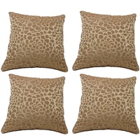 Pack of 4 Flower Beige Petal Design Square Cushion Covers