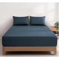 100% Vintage Washed Cotton Fitted Sheet Combo Set – 100% Natural Cotton, Ultra Soft & Breathable – Includes Fitted Sheet & Pillowcases – Machine Washa