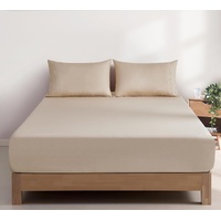 100% Vintage Washed Cotton Fitted Sheet Combo Set – 100% Natural Cotton, Ultra Soft & Breathable – Includes Fitted Sheet & Pillowcases – Machine Washa