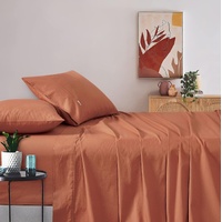 Gioia Casa Vintage Washed 100% Cotton Soft Breathable Sheet Set - Brick - Queen