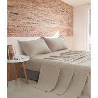 CleverPolly Vintage Washed Microfibre Sheet Set with 2 Pillowcases - Linen - Queen