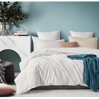 100% Cotton Vintage Washed Bed Quilt Cover Set - White - King Size