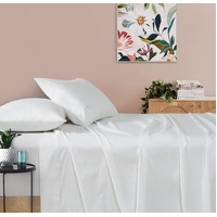 Gioia Casa Vintage Washed 100% Cotton Sheet Set with 2 Pillowcases - White - King Size