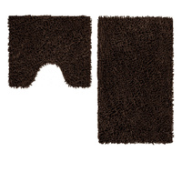 2 Pce Shaggy Toggle 100% Cotton Bath Mat Set Mocha