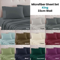 Art Terrace Microfiber Sheet Set Queen 33cm Wall White