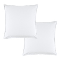 Bianca Pair of Wellington White Linen Cotton European Pillowcases 65 x 65 cm