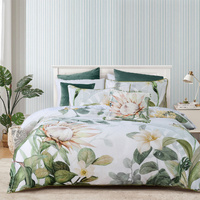Bianca Helensvale White Floral Cotton Sateen Quilt Cover Set Super King