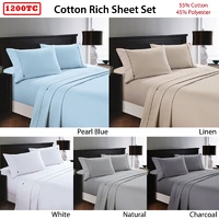 Deluxe Linen 1200TC Cotton Rich Sheet Set Linen King Single