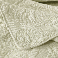 Cotton Rich Lightly Quilted Coverlet Set Royale White King