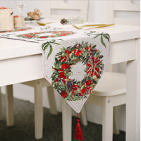 Christmas Table Runner thickened knitted Dining Tablecloth Xmas Party Decor(Garland)