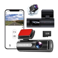 4K WiFi Car Dash Cam Dual Lens Wide Angle IPS Screen Night Vision Recording with 32GB Card