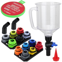 17-Piece Engine Oil Funnel Set 12 Adapters Elbow Fitting Magnetic Storage Tray