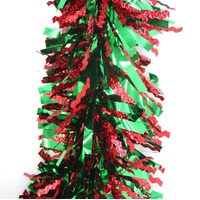 5x 2.5m Christmas Tinsel Xmas Garland Sparkly Snowflake Party Natural Home Décor, Crinkle Cut (Red Green)