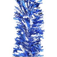 5x 2.5m Christmas Tinsel Xmas Garland Sparkly Snowflake Party Natural Home Décor, Crinkle Cut (Blue Silver)