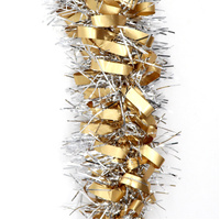 5x 2.5m Christmas Tinsel Xmas Garland Sparkly Snowflake Party Natural Home Décor, Bows (Silver Gold)