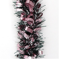 5x 2.5m Christmas Tinsel Xmas Garland Sparkly Snowflake Party Natural Home Décor, Bows (Black Pink)