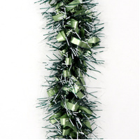 5x 2.5m Christmas Tinsel Xmas Garland Sparkly Snowflake Party Natural Home Décor, Bows (Black Light Green)