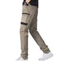 Men's Cotton Drill Cargo Work Pants UPF 50+ 13 Pockets Tradies Workwear Trousers, Khaki, 28