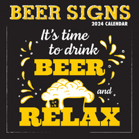 Beer Signs - 2024 Square Wall Calendar 16 Months Planner Christmas New Year Gift