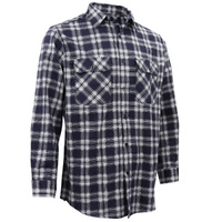 Men's 100% Cotton Flannelette Shirt Long Sleeve Plaid Check Flannel w Pockets, Midnight Navy Plaid, 3XL