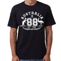 Adult Unisex 100% Cotton T Shirt Australia Kangaroo Emu Aussie Souvenir Tee Tops, Black, S