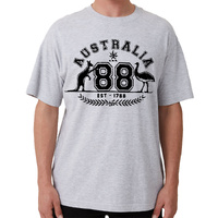 Adult Unisex 100% Cotton T Shirt Australia Kangaroo Emu Aussie Souvenir Tee Tops, Grey, M