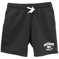 Men's Fleece Shorts Casual Sports Sweat Pants w Elastic Waist Drawstring Pockets, Black, XL