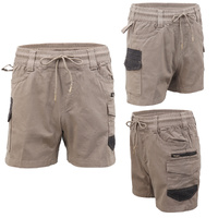 Mens Cargo Cotton Work Shorts 10 Pockets Tradies Utility Pants Workwear Trousers, Khaki, 30