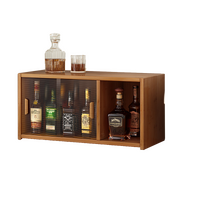 Bamboo Dustproof Cup Storage Cabinet with Sliding Acrylic Door