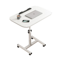 Movable lifting computer table bedside portable table(White)