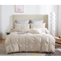 Tufted Boho Striped Embroidery Quilt/Doona/Duvet Cover Set - Queen Size