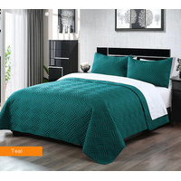 3 piece embossed comforter set queen teal