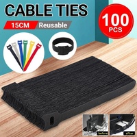 100PCS Reusable Cable Tie Nylon Hook Loop Strap Cord Ties PC TV Organiser - Colourful-100PCS