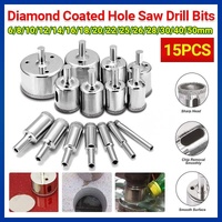 15PCS Diamond Drill Bit Set 6mm-50mm Tile Marble Glass Ceramic Hole Saw Drilling