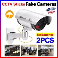 2pcs Dummy Security Camera with Flashing LED Outdoor Fake CCTV Surveillance Decoy