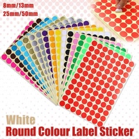 8/13/25/50mm Colour Sticker Dots Adhesive Round Labels Circular Scrapbooking White - 25mm 40 Dots - 5 Sheets