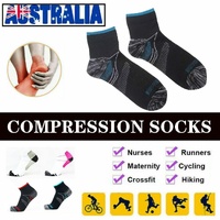 1 Pair Ankle Compression Socks Foot Support Sleeves S M Size Unisex - White-Grey