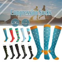 L/XL Size Compression Socks Unisex Adult Nursing Travel Stocking Sport - Strawberry