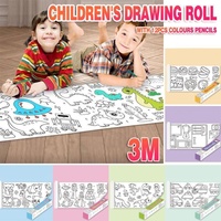 3M DIY Colouring Paper Roll with 12 Colour Pencils Cartoon Doodle Set - Dinosaur Land(With 12PCS Colored Pencils