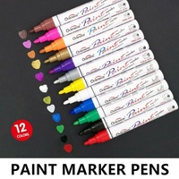 Multicolour Permanent Paint Marker Pens for Tyre Metal Glass Rubber - Black