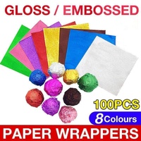 100Pcs Aluminium Foil Chocolate Wrappers 20cm Squares - Red/Embossed