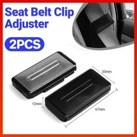 2X Car Shoulder Strap Positioning Clip Buckle Adjuster for Driving Comfort - Black