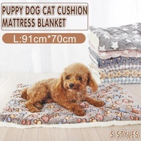 L Size Puppy Dog Cat Cushion Mattress Blanket Bed Soft Warm Pad Winter Kennel House - Pink Bear