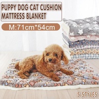 M Size Puppy Dog Cat Cushion Mattress Blanket Bed Soft Warm Pet Pad Winter Kennel House - Blue Whitestar