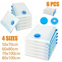 6PCS Vacuum Storage Bags Clothes Space Saver Organiser Seal Bags 4 Sizes - 80x100CM-6PCS