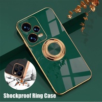 Dark Green Luxury Shockproof Silicone Ring Case Stand Cover for iPhone 14 13 12 Pro Max - iPhone 7/8 Plus