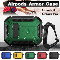 For Apple AirPods pro and pro2 Case Armor Earphone Heavy Duty Shockproof Cover - Black&Green For Airpods 3