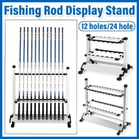 12/24 Hole Multi Functional Fishing Rod Holder Storage Rack Display Organizer - 12Holes
