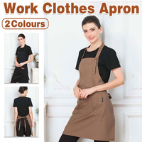 Adjustable Work Apron Neck Strap Waist Tie Kitchen Cooking Bib Apron Men Women - Brown