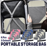 6PCS Compression Packing Cubes Expandable Luggage Storage Bag Travel Packing Bag - White